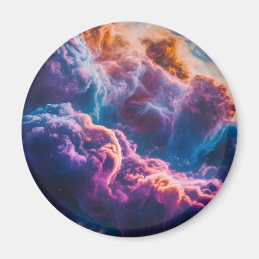 抽象的な宇宙の星雲アート - カラフルな宇宙 マグネット (正面)
