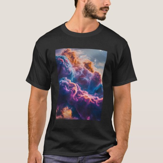 抽象的な宇宙の星雲アート - カラフルな宇宙 Tシャツ (正面)