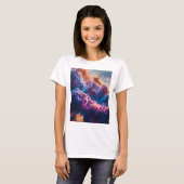 抽象的な宇宙の星雲アート - カラフルな宇宙 Tシャツ (正面フル)