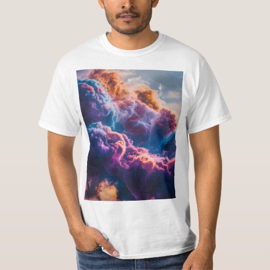 抽象的な宇宙の星雲アート - カラフルな宇宙 Tシャツ (正面)