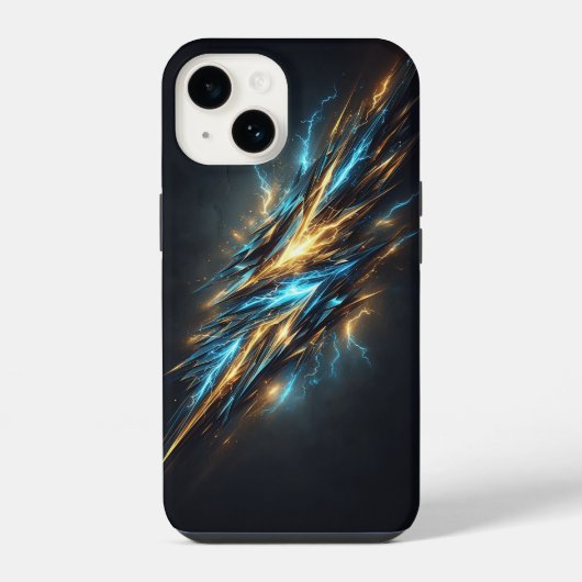 抽象的な宇宙の稲妻 - 電気青と iPhoneケース (裏面)
