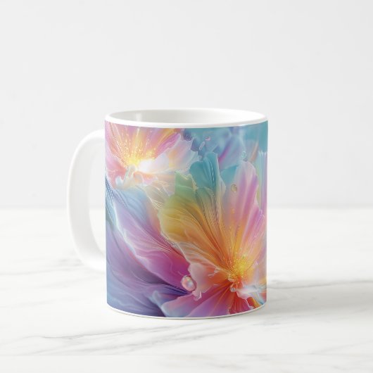 抽象的な宇宙の花の爆発 パステルカラー コーヒーマグカップ (正面左)