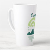 抽象的な山と湖の風景 名前入り カフェラテマグ (左アングル)