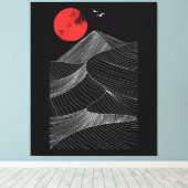 抽象的な山と赤い太陽 キャンバスプリント (インサイチュ (ウッドフロア))