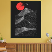 抽象的な山と赤い太陽 キャンバスプリント (インサイチュ (リビング))