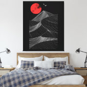 抽象的な山と赤い太陽 キャンバスプリント (インサイチュ (寝室))