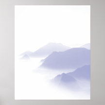 抽象的な山の風景アート パープルブルー 白