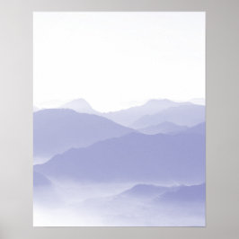 抽象的な山の風景 青と白 ポスター