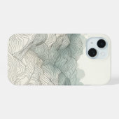 抽象的な山脈の地形と標高の峰々 iPhone 15ケース (裏面横)