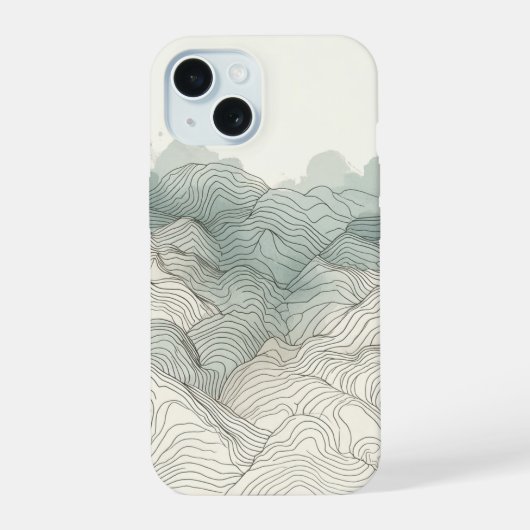 抽象的な山脈の地形と標高の峰々 iPhone 15ケース (裏面)