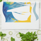 抽象的な帆ボートの船員 キッチンタオル (折り畳み)