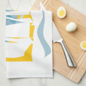 抽象的な帆ボートの船員 キッチンタオル (四つ折り)