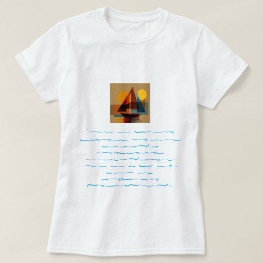 抽象的な帆船のアート ホワイトTシャツ 説明: M Tシャツ (デザイン正面)