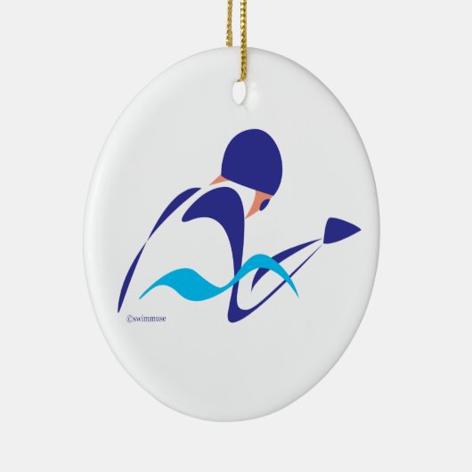 抽象的な平泳ぎの泳ぐ人2のオーナメント セラミックオーナメント (右)