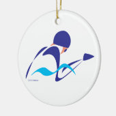 抽象的な平泳ぎの泳ぐ人2のオーナメント セラミックオーナメント (左)