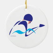 抽象的な平泳ぎの泳ぐ人2のオーナメント セラミックオーナメント (裏面)