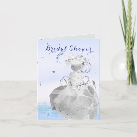 抽象的な幸せな花嫁のリボン 結婚前のお祝い 結婚式 サンキューカード (正面)