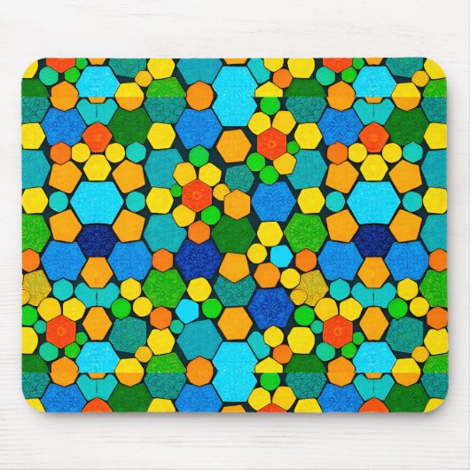 抽象的な幾何学モザイク柄 マウスパッド (正面)