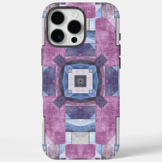 抽象的な幾何学モザイク 紫、青、グレー Case-Mate iPhoneケース (裏面)