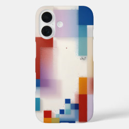 抽象的な幾何学モダンアートのカラフルなカバー iPhone 16ケース