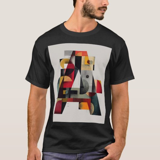 抽象的な幾何学模様のアルファベットA Tシャツ (正面)