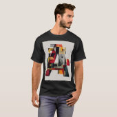 抽象的な幾何学模様のアルファベットA Tシャツ (正面フル)