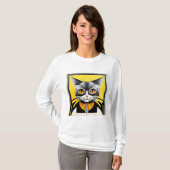 抽象的な幾何学模様のスタイリッシュな猫 Tシャツ (正面フル)