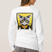 抽象的な幾何学模様のスタイリッシュな猫 Tシャツ (裏面)