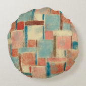 抽象的な幾何学模様のチェック丸型スロー枕 ラウンドクッション (裏面)