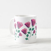 抽象的な幾何学模様のピンクの花 コーヒーマグカップ (正面左)