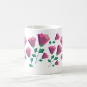 抽象的な幾何学模様のピンクの花 コーヒーマグカップ (中央)