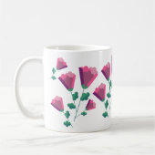抽象的な幾何学模様のピンクの花 コーヒーマグカップ (左)