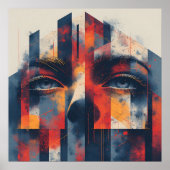 抽象的な幾何学模様のポートレート ポスター (正面)