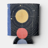 抽象的な幾何学模様の星空の天体軌道 缶クーラー (正面)