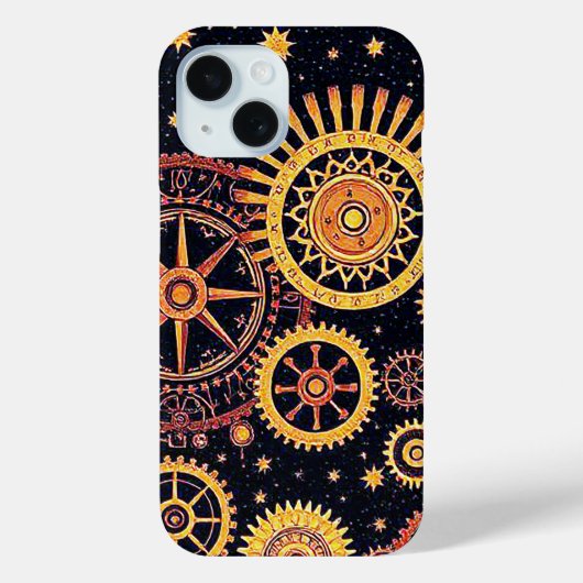 抽象的な幾何学模様の歯車が連なるアートデザイン Case-Mate iPhoneケース (裏面)