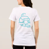 抽象的な幾何学模様の猫 | 象徴的な線の構成 トライブレンドTシャツ (裏面)