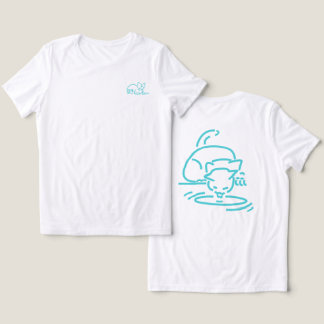 抽象的な幾何学模様の猫 | 象徴的な線の構成 トライブレンドTシャツ