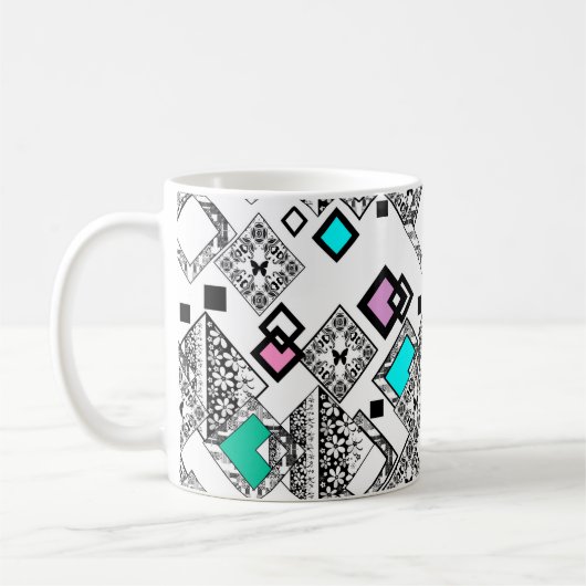 抽象的な幾何学模様 コーヒーマグカップ (左)