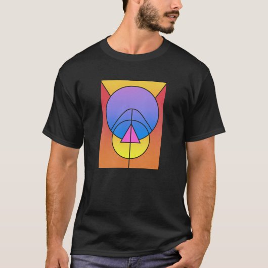 抽象的な幾何学模様 サークル ライン カラフル Tシャツ (正面)