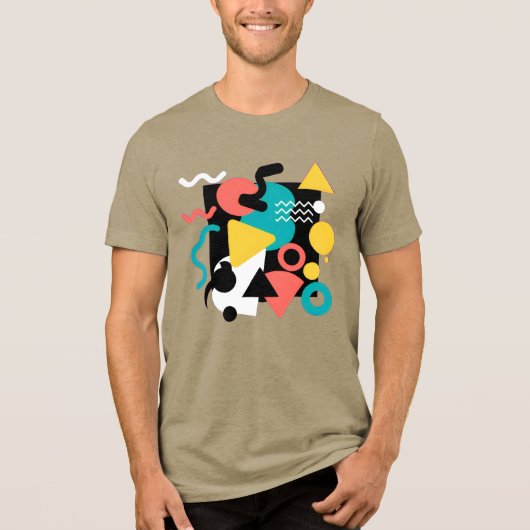 抽象的な幾何学模様 メンフィス風 80年代 レトロ パターン トライブレンドＴシャツ (正面)