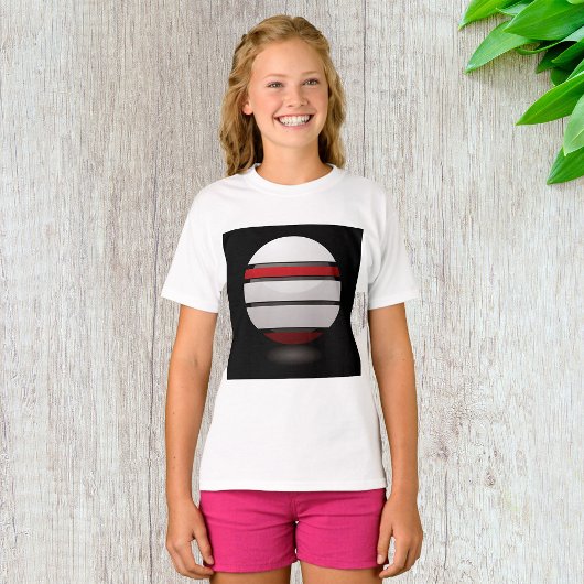 抽象的な幾何学球体 赤 白 黒 Tシャツ