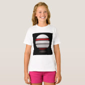 抽象的な幾何学球体 赤 白 黒 Tシャツ (正面フル)