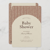 抽象的な幾何学的なストライプのジェンダーニュートラルブラウン 招待状 (正面/裏面)