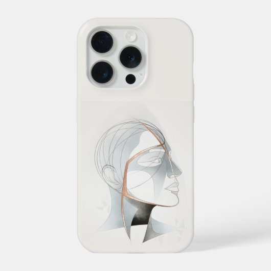 抽象的な幾何学的なプロフィールラインアート iPhoneケース (裏面)