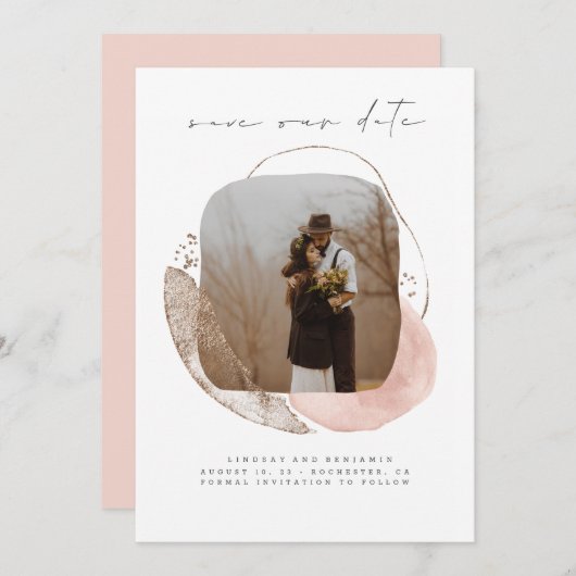 抽象的な幾何学的な現代のSave The Date写真 セーブザデート (正面/裏面)