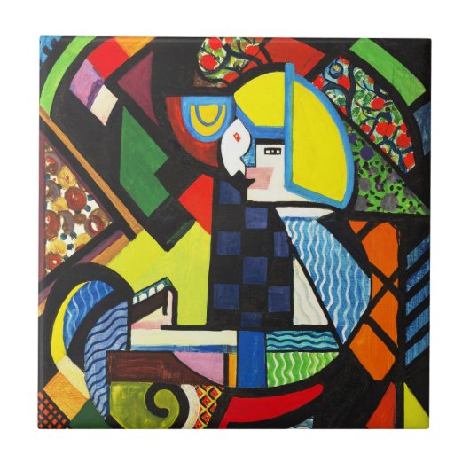 抽象的な幾何学的な色彩豊かなモダニスト絵画 タイル (正面)