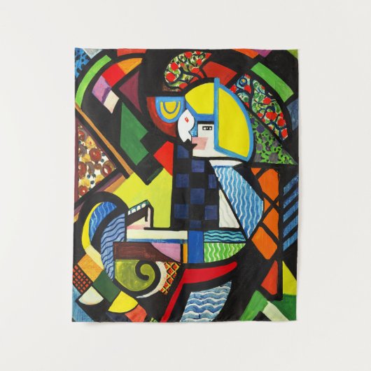 抽象的な幾何学的な色彩豊かなモダニスト絵画 タペストリー (正面)