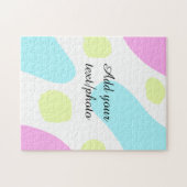 抽象的な幾何学的形状 パステルカラー 名前 フォトを追加 ジグソーパズル (横)