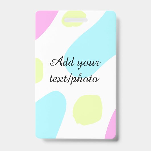 抽象的な幾何学的形状 パステルカラー 名前 フォトを追加 バッジ (Front)