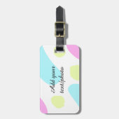 抽象的な幾何学的形状 パステルカラー 名前 フォトを追加 ラゲッジタグ (正面縦)